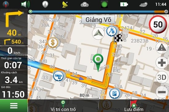 Đầu android tích hợp chỉ dẫn bản đồ bằng giọng nói