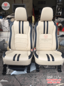 Bộ áo ghế ô tô 129a màu kem kết hợp nét đen