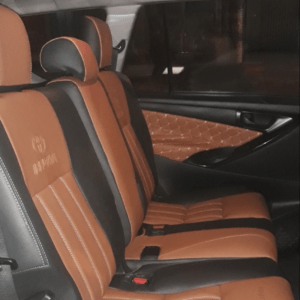 Bộ áo ghế ô tô màu nâu da bò phối đen sang trọng 042