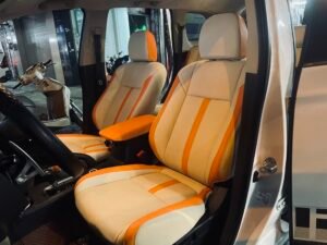 Hình ảnh thực tế bọc ghế da ô tô màu kem tại Trường Tuấn Auto
