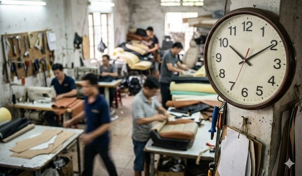 Kỹ thuật viên Trường Tuấn Auto đang tập trung bọc và ráp ghế da ô tô nhanh chóng