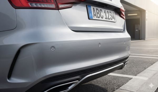 Mắt cảm biến lùi được lắp đặt thẩm mỹ trên cản sau ô tô