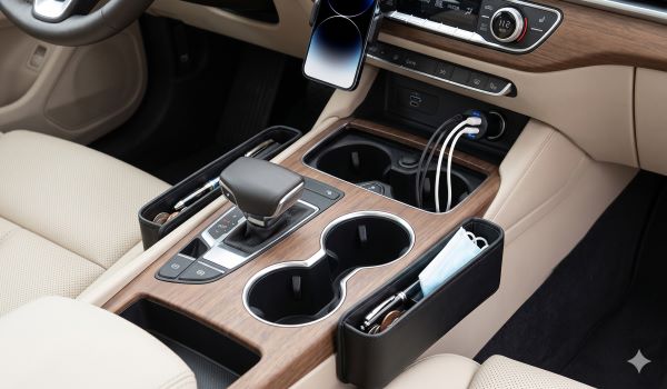 Không gian nội thất ô tô được trang bị các món đồ chơi phụ kiện tiện ích cho gia đình